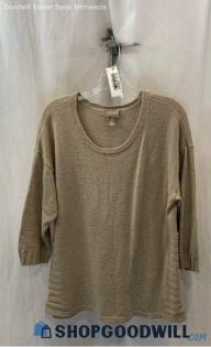 Chico's Women's Tan Knit Scoop Neck Sweater - Sz L