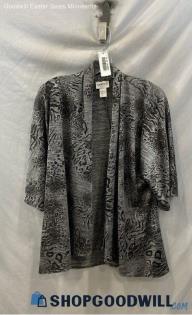 Chico's Women's Gray Patterned Open Shirt - Sz S