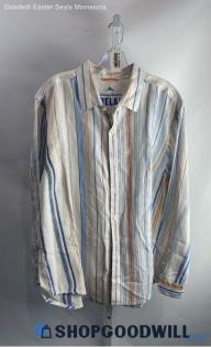 Tommy Bahama Men's White/Blue Pinstripes Button Up Shirt - Sz XL