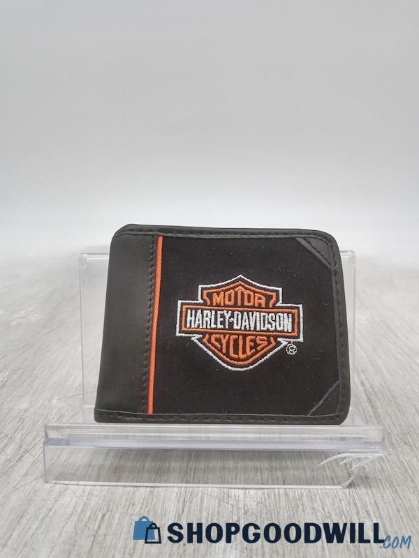 NWT Harley-Davidson Black/Orange Canvas Money Clip Wallet Handbag Purse