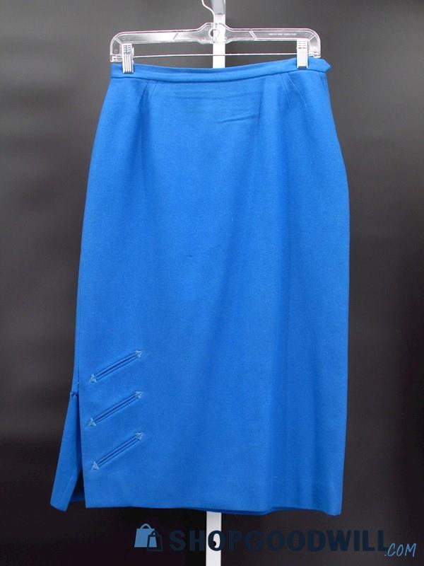 Vintage Loftie Women's Lapis Blue Pencil Skirt Size 14