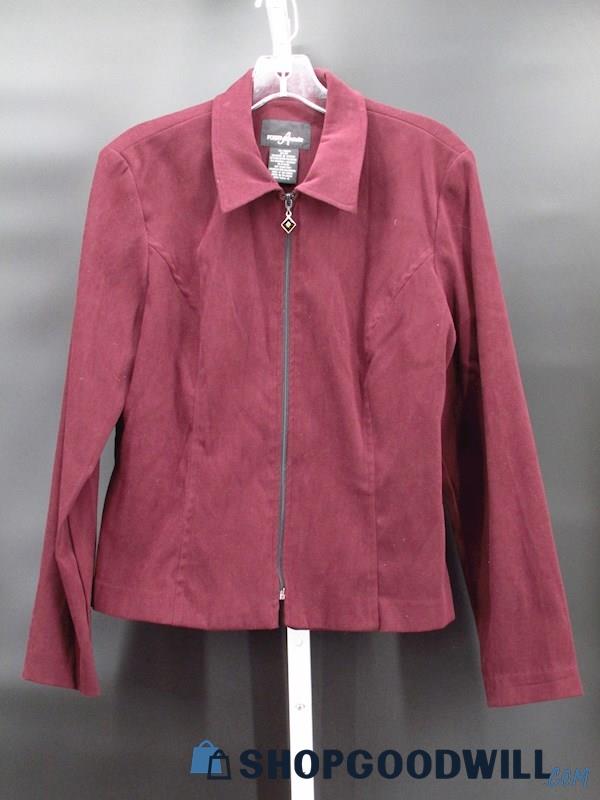Vintage Positive Attitude Women's Cabernet Burgundy Suede Jacket Size 12