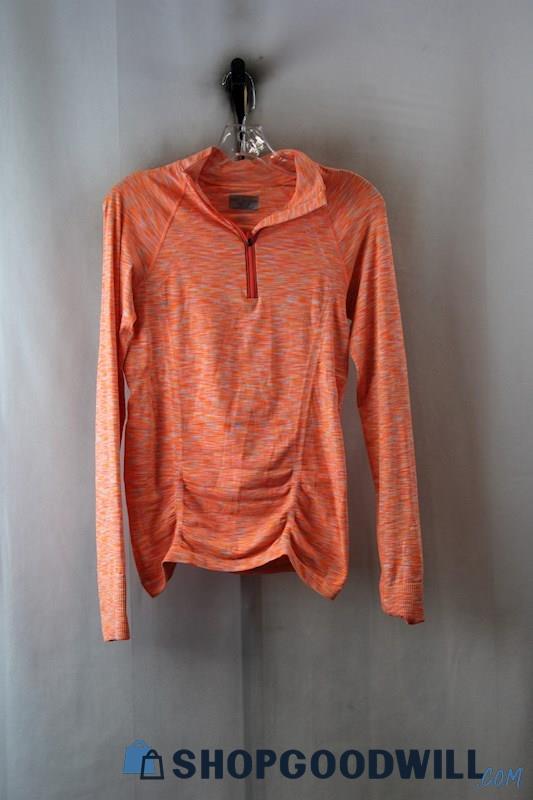 Athleta Women's Orange 1/4 Zip Cinched Active Shirt SZ-S