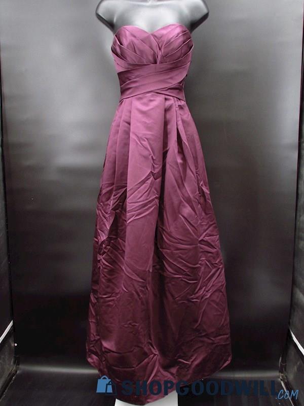 David's Bridal Women's Plum Purple Satin Sweetheart Formal Dress Size 0