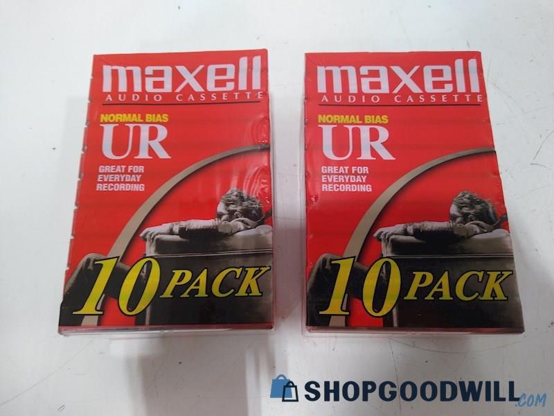 Two Maxell Normal Bias UR Audio Cassette 10 Packs Unopened