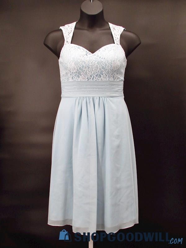 NWT Colour Kenneth Winsten Women's Powder Blue Queen Anne Formal Dress Size 8