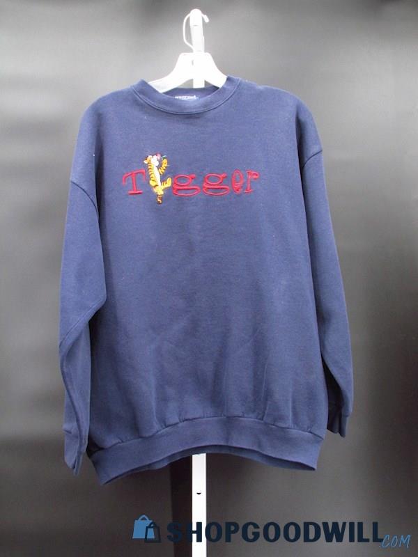 Vintage Pooh Women's Navy Tigger Embroidered Sweatshirt Custom Size