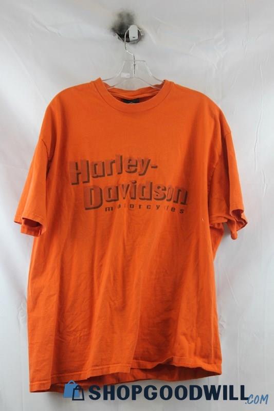 Harley Davidsons Men's Orange Graphic T Shirt SZ XL
