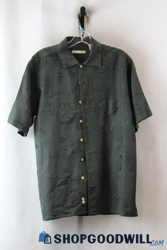 NWT Batik Bay Men's Forest Green Tropical Dress Shirt SZ-M