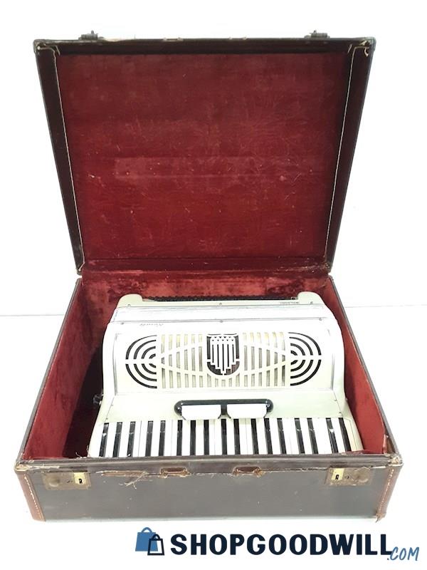 Waldore Rosati Made In Italy Cream Accordion Original Case Straps -Works & Plays