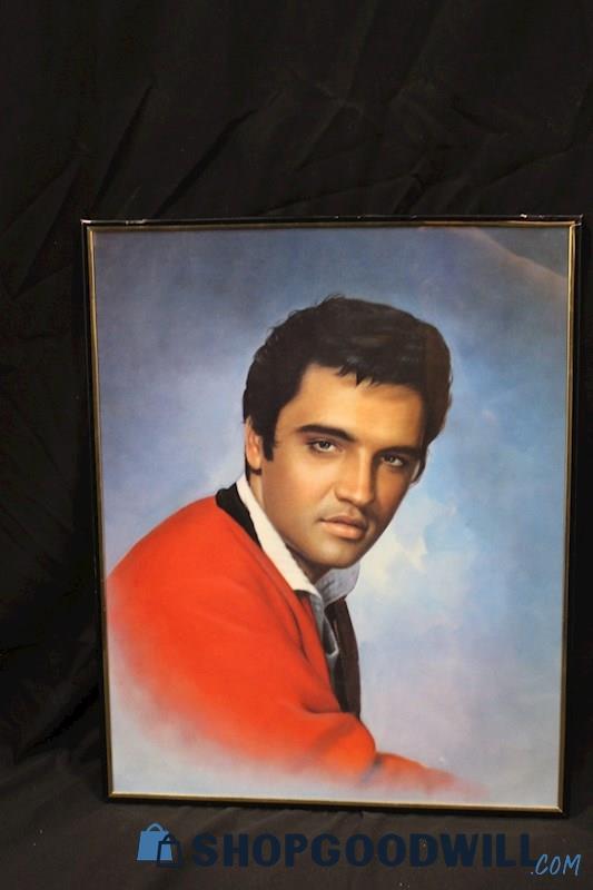'Elvis Red Sweater' Vintage 1986 Promotional Portrait Print Unsigned by Artist
