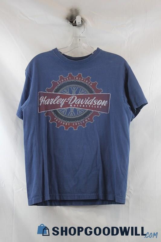 Harley Davidsons Blue Graphic T Shirt Mens