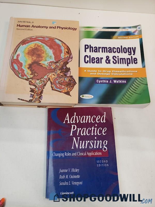 Human Anatomy & Physiology, Pharmacology & Practice Nursing Textbooks 3pc