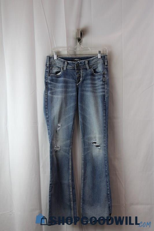 Silver Jean Women's Blue Distressed Bootcut Jeans SZ-28