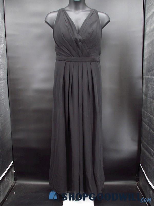 Kennedy Blue Women's Black V-Neck Sleeveless Formal Dress Size 22