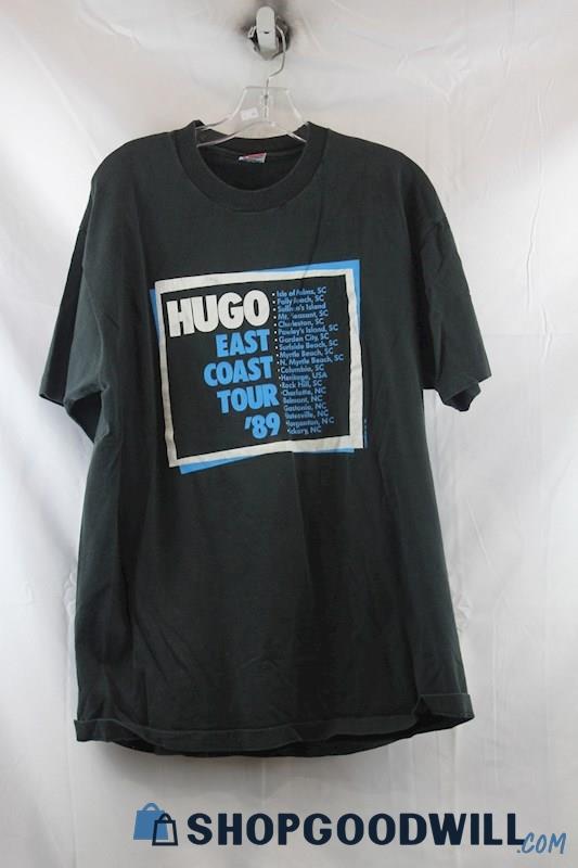Hugo Men's Black/Blue East Coast Tour 1989 Concert T-Shirt SZ XL