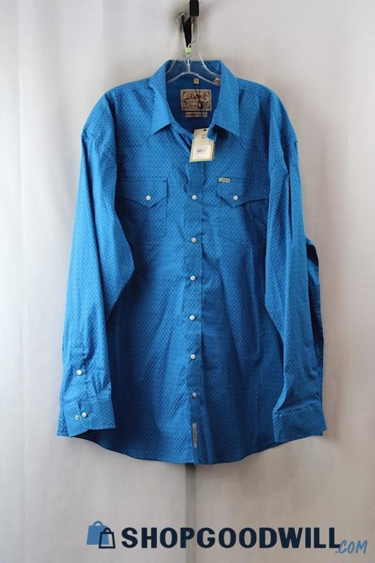 NWT Rafter Men's Blue Geo Pattern Western Shirt sz XXL