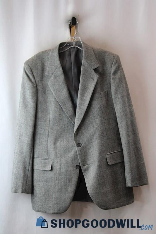 John Alexander Men's Grey Plaid Wool Blazer SZ-40R
