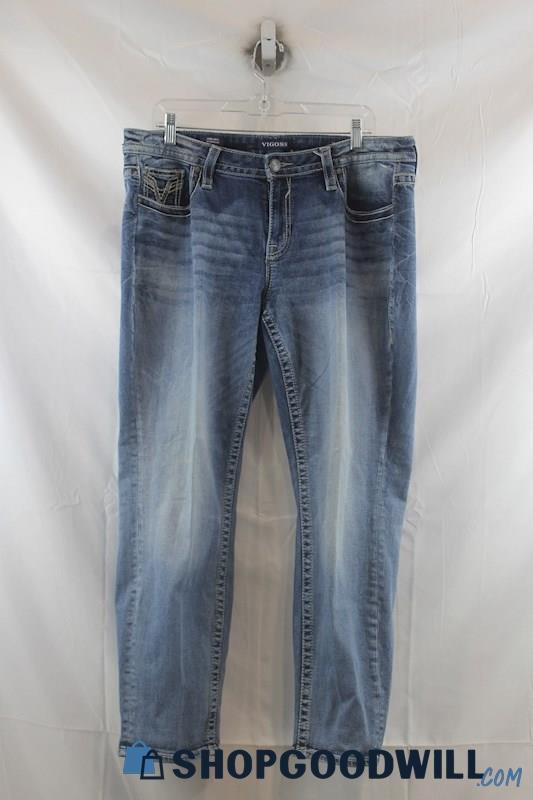 VIGOSS Womens Blue Washed Straight Crop Jeans Sz 16x27