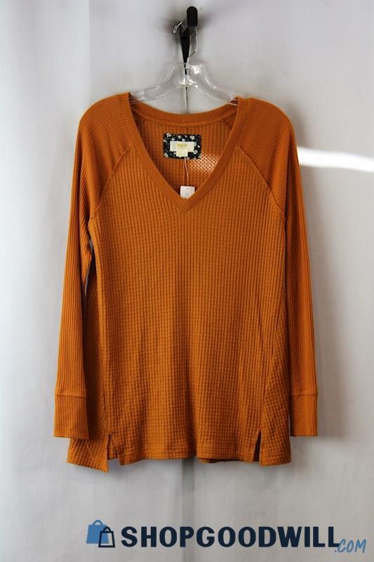 NWT Maeve Women's Burnt Orange Waffle Knit Sweater Sz M