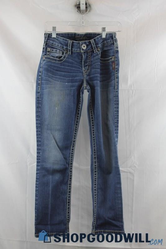 Silver Jeans Womens Blue Washed Slim Boot Jeans Sz 25
