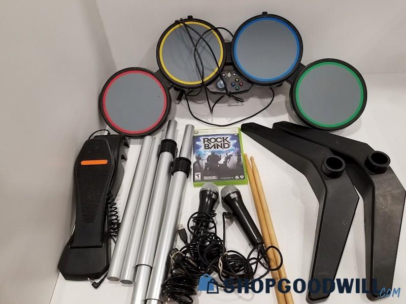 RockBand Wired Drum Set w/ Dongle & Game for XBOX 360