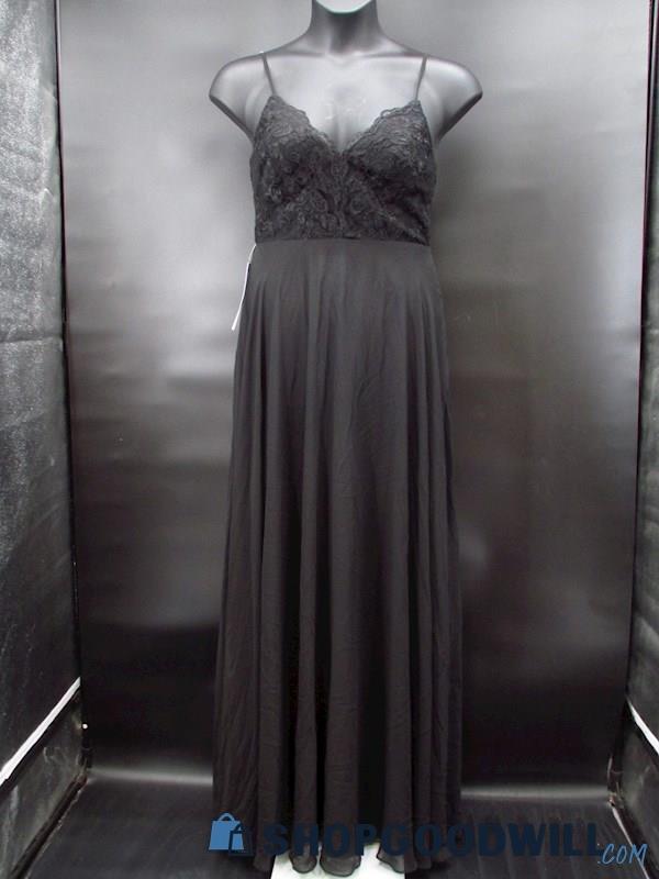 NWT Azazie Women's Black Lacy V-Neck Formal Dress Size 8