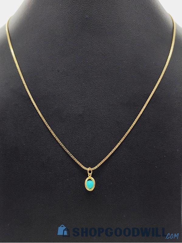 14K Yellow Gold Turquoise Necklace 3.12 Grams