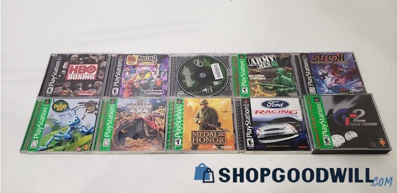PS1 Video Game Lot of 10 - Medal of Honor, Army Men 3D, HBO Boxing, & More