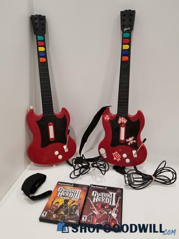 Guitar Hero Wired Controllers w/ Games for PlayStation 2 PS2