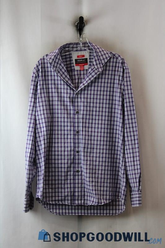 Kenneth Cole Men's Purple Plaids Button Up Shirt SZ-16x34/35