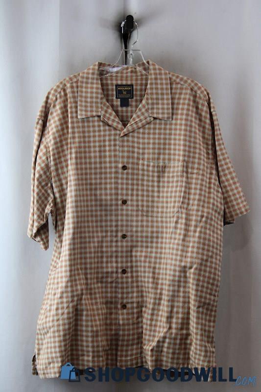 Woolrich Men's Beige Plaid Dress Shirt SZ-2XL