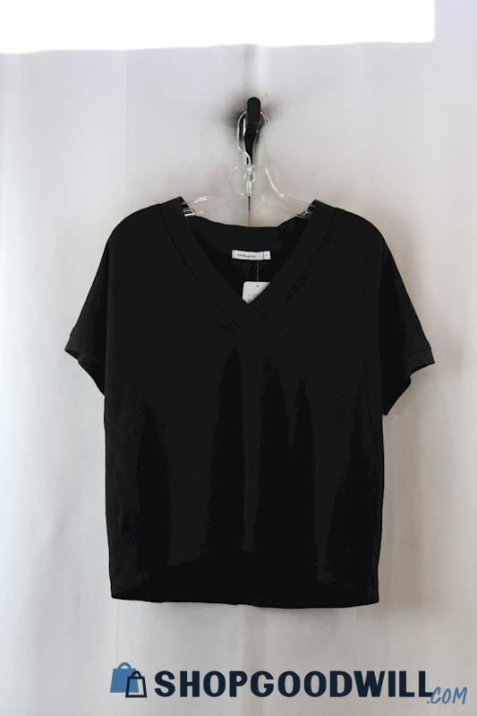 NWT Redhaute Women's Black V-Neck Short Sleeve Sweater SZ-M
