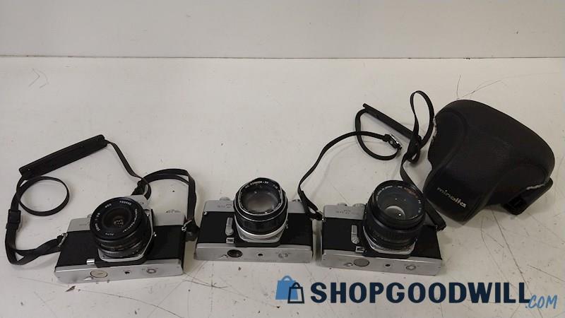 3 Minolta SRT101 SRT102 SRTSC-II SLR Film Cameras