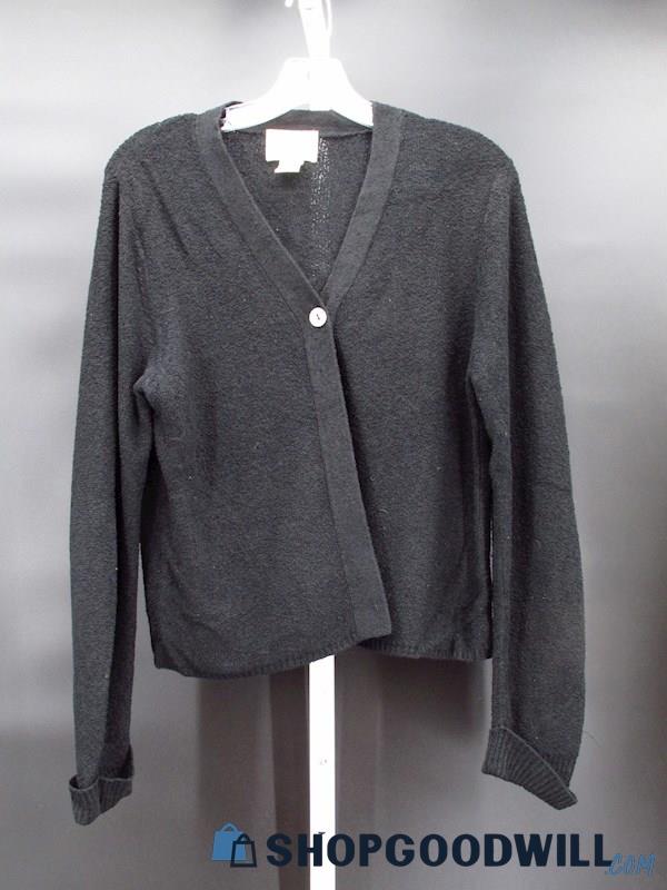 Vintage Field Classics Women's Black Cot Silk Terry Cloth Cardigan Size S