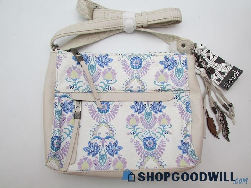 NWT The Sak Alameda Stone/Multi Floral Print Leather Crossbody Handbag Purse