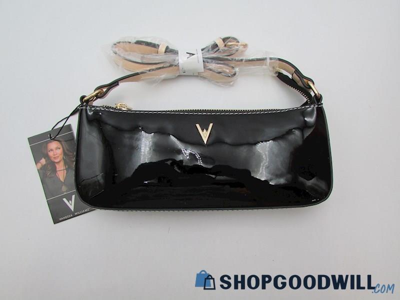NWT Vanessa Williams Black Patent Leather Baguette Handbag Purse