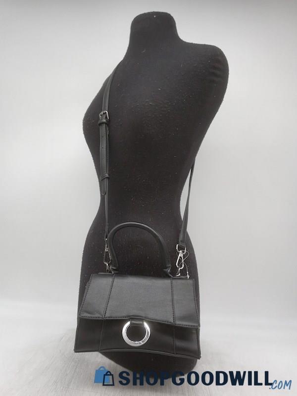 NWT Worthington Black Faux Leather Small Satchel Handbag Purse