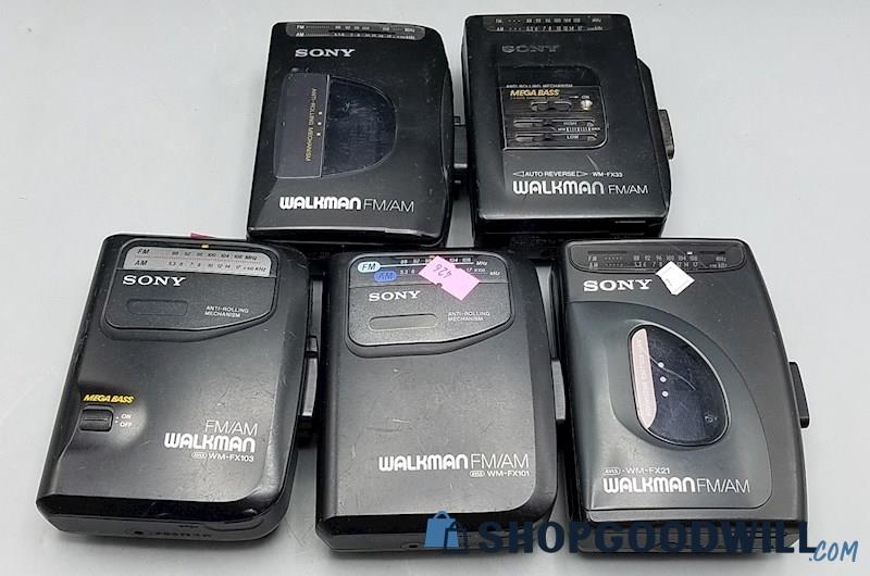 Sony Walkman AM/FM Radio Cassette Players Lot of 5