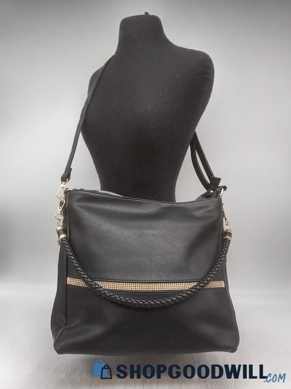 NWT Dasein Black Faux Leather Large Satchel Handbag Purse