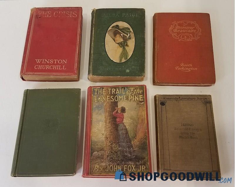 Antique 1901-14 Fiction HC Churchill Chambers Tarkington Eliot Fox Jr Irving