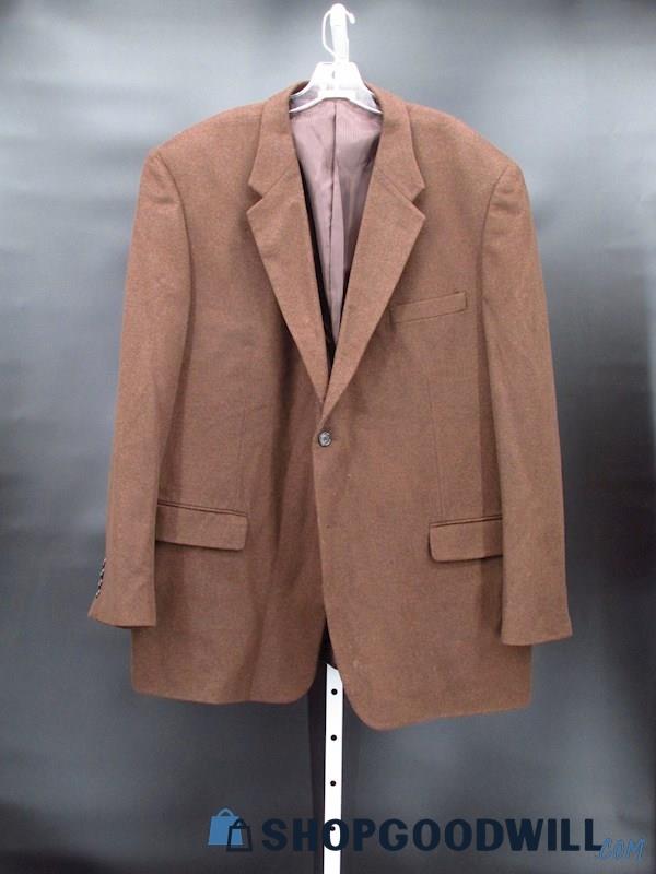 Vintage Irvine Park Men's Brown Lambswool Cashmere Blend Suit Jacket Size 52