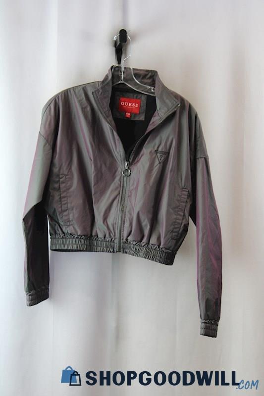 Guess Women's Purple Metallic Cropped Jacket SZ-S