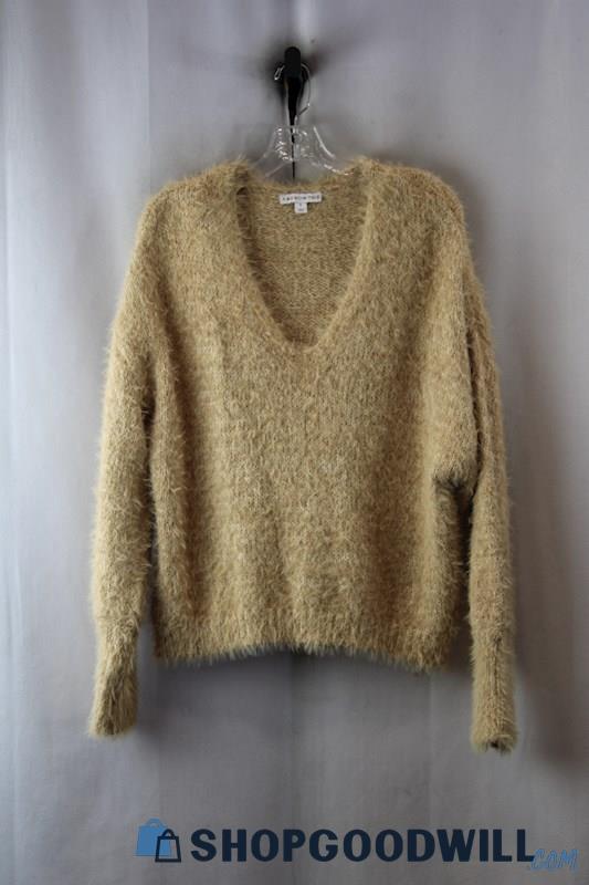 And Now This Women's Brown Fuzzy Knit V Neck Sweater sz XL
