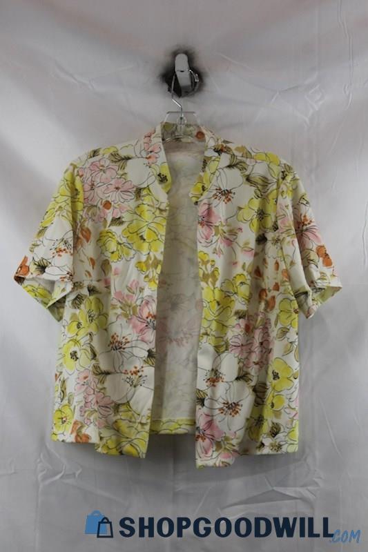 Unbranded Women's Multicolor Floral Print Crop Button Up Shirt