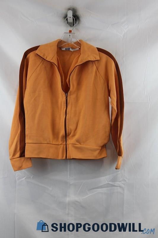 Court Casual Women's Orange/Brown Full Zip Crop Sweater SZ S