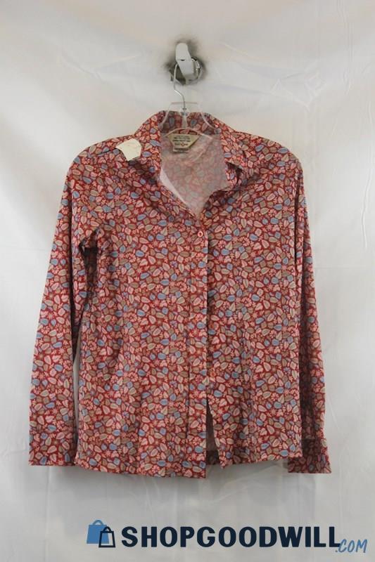 Sears Women's Multicolor Floral Print Button Up Shirt SZ 12