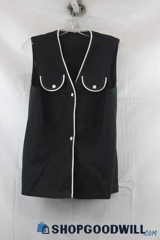 Unbranded Women's Black/White Button Vest