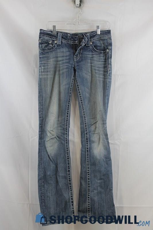 Miss Me Womens Blue Washed Bootcut Jeans Sz 28