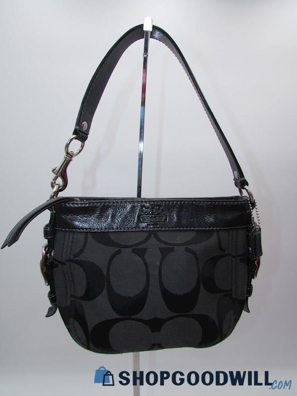Coach Zoe Mini Black Canvas /Leather Shoulder Handbag Purse